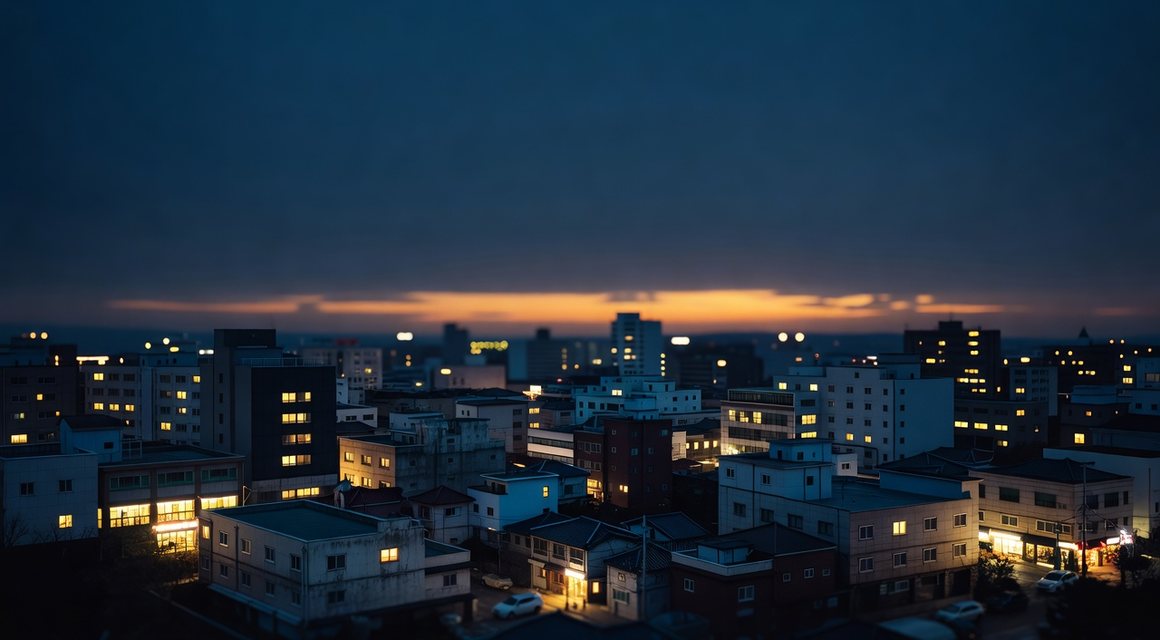 해진 직후 블루아워 도시 이미지 — 목포 시간대 안내